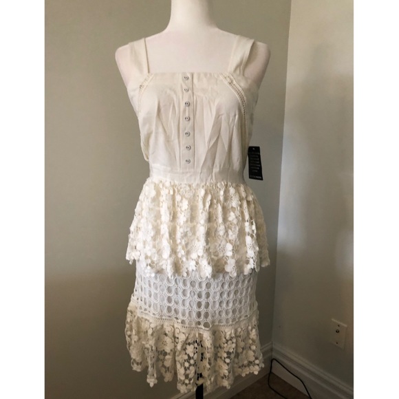 BOSTON PROPER white tiered sleeveless dress - Picture 1 of 6
